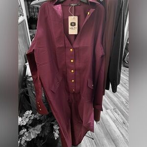 Women's Maroon Blazer with Gold Accents